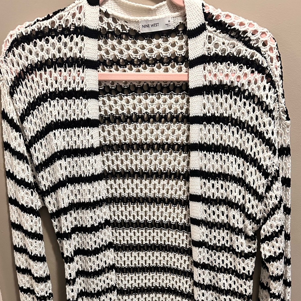 Nine West Striped Black and White Women's Sweater - Picture 1 of 6